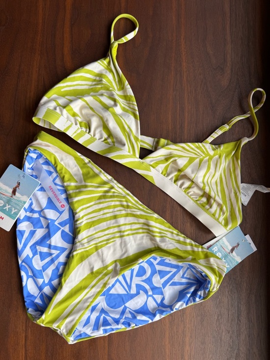 Roxy Other - Roxy Blue & Lime Reversible Bikini Set